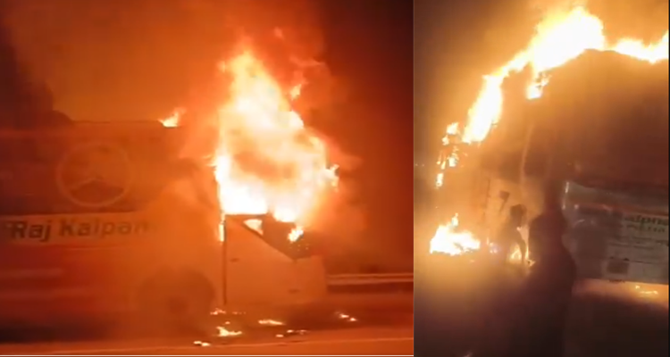 9 Burnt Alive in Noida Bus Fire: Sleeper Bus Catches Fire on Yamuna Expressway