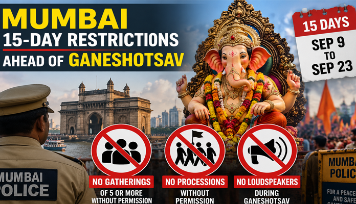 Mumbai Imposes 15-Day Prohibitory Orders Ahead of Ganeshotsav; Gatherings, Processions and Loudspeakers Restricted