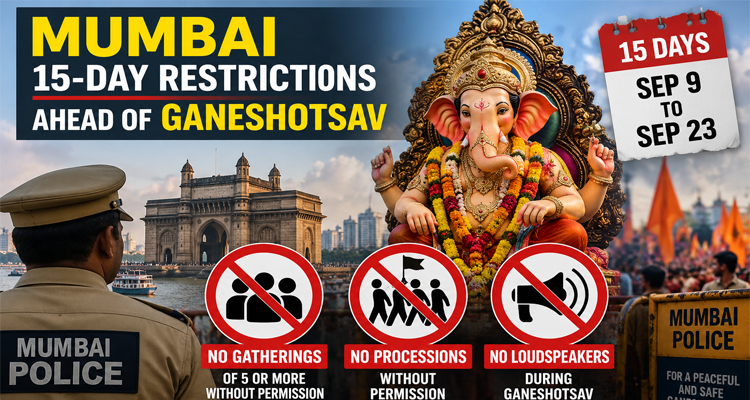 Mumbai Imposes 15-Day Prohibitory Orders Ahead of Ganeshotsav; Gatherings, Processions and Loudspeakers Restricted