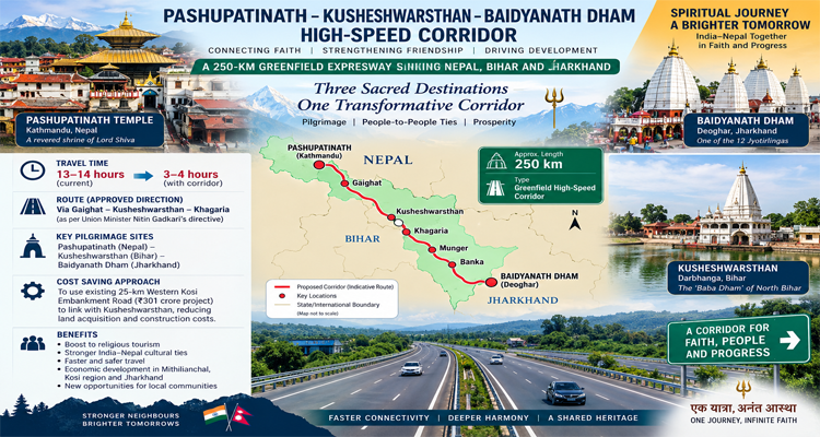 Pashupatinath-Baidyanath Dham High-Speed Corridor: Kusheshwarsthan Added to 250-Km Route
