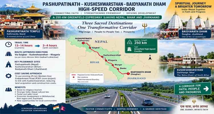 Pashupatinath-Baidyanath Dham High-Speed Corridor: Kusheshwarsthan Added to 250-Km Route